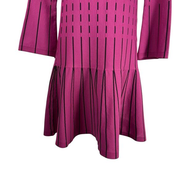 Prabal Gurung Dress Womens 0 Magenta Off the Shoulder Dotted Fit and Flare Knit - Picture 4 of 13